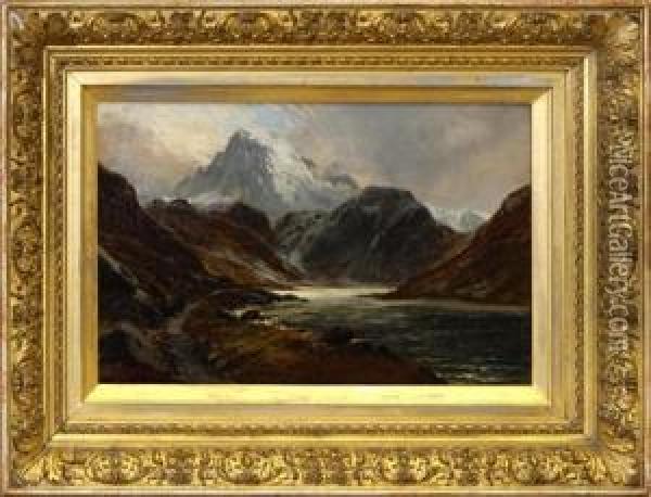 A Mountainous Landscape With A Figure Oil Painting - Clarence Roe