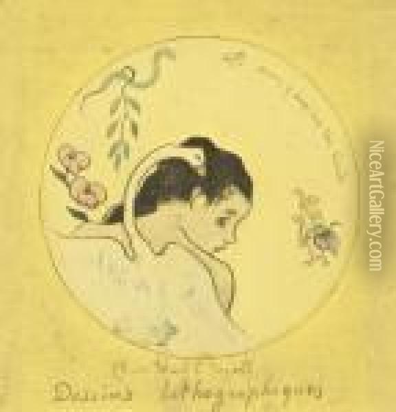 Leda (projet D'assiette) (mongan; Kornfeld; Joachim 1 A.b.) Oil Painting - Paul Gauguin
