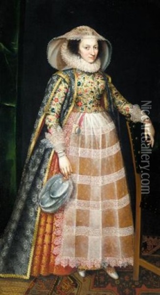 Portrait Of A Lady (margaret Arundel, Lady Weston?) Oil Painting - Robert Peake the Younger