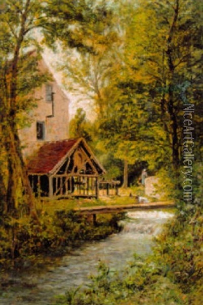 The Old Mill Oil Painting - Georges Leon Alfred Perrichon