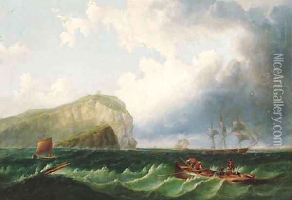 Shipping in a swell Oil Painting - English School