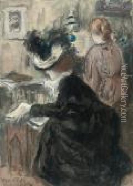 The Music Room Oil Painting - Manuel Robbe