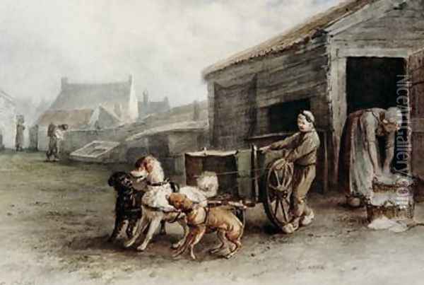 A Dog Cart Holland 1890 Oil Painting - Ferdinand Lintz
