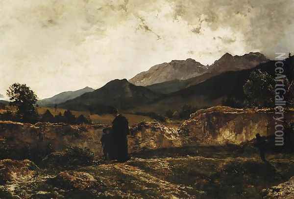 Cemetery in the Mountains Oil Painting - Wojciech Gerson
