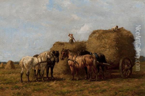 The Loading Of The Hay Oil Painting - Hermanus Charles Christiaan Bogman