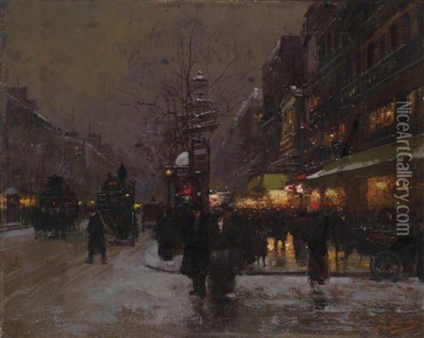 Winterabend In Paris Oil Painting - Fausto Giusto