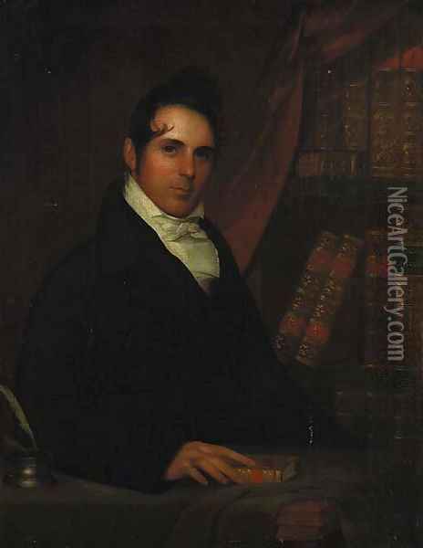 Portrait of a Gentleman in His Library Oil Painting - American School