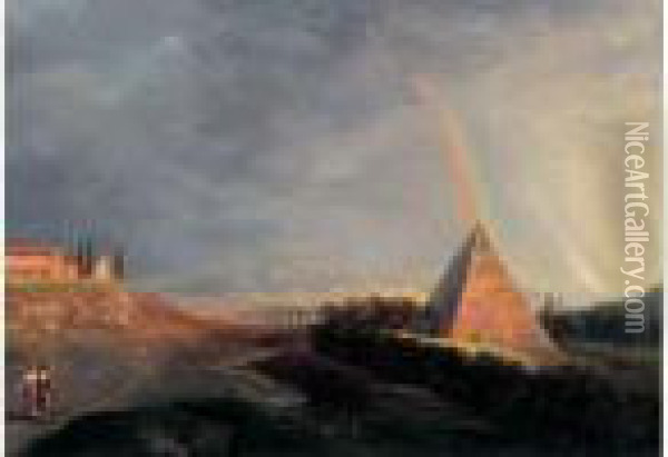 Vue De La Pyramide De Cestius A Rome Oil Painting - Pierre-Henri de Valenciennes