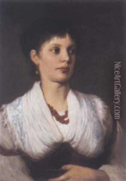 Portrait Einer Frau In Tracht Oil Painting - Gabriel von Max