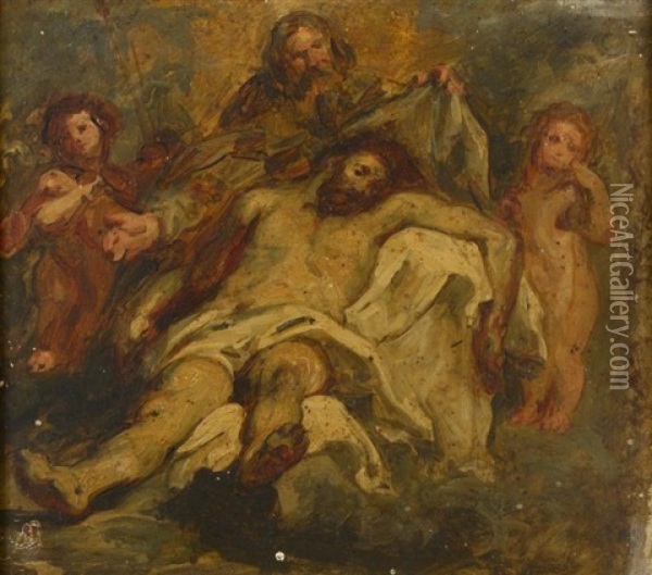 La Sainte Trinite (after Rubens) Oil Painting - Pierre Andrieu