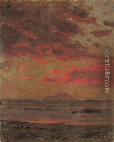 Sonnenuntergang Am Golf Von Neapel Oil Painting - Edmund Berninger