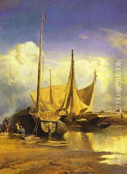 Barges on Volga 1870 Oil Painting - Feodor Alexandrovich Vasilyev