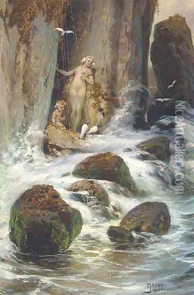 The mystical gorge Oil Painting - Georg Janny