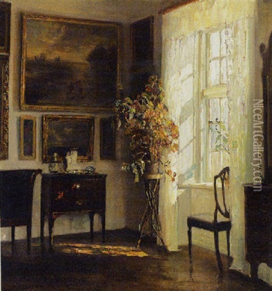 Solfyldt Interior Oil Painting - Carl Vilhelm Holsoe