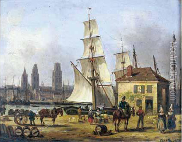Le Port De Rouen Oil Painting - Guiseppe Canella