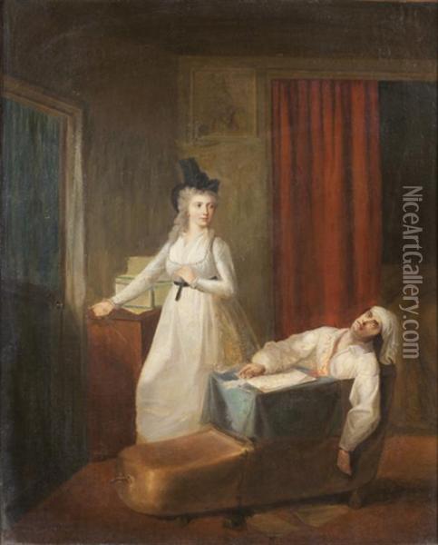 La Mort De Marat Oil Painting - Jean-Jacques Hauer