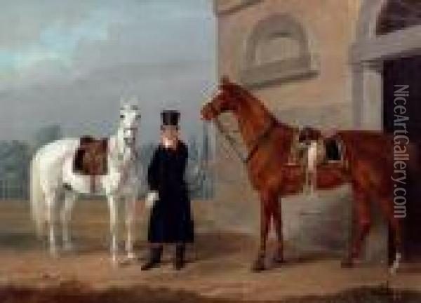 Two Horses Oil Painting - Franz Krutger
