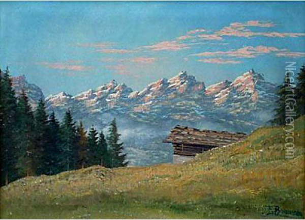 Montagne Oil Painting - Fritz Casar Baumann