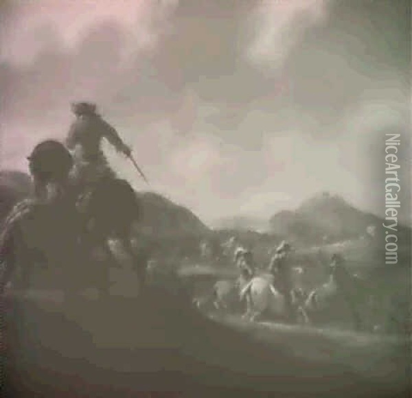 A Cavalry Skirmish Oil Painting - Hans Lin