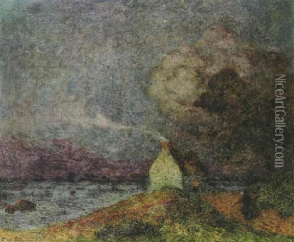 Bord De Mer, La Nuit En Bretagne Oil Painting - Ferdinand du Puigaudeau