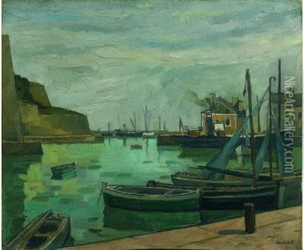 Vue Du Port De Belle Ile Oil Painting - Louis Robert Antral