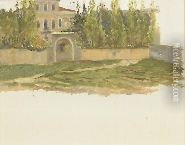 Veduta Di Villa Oil Painting - Giuseppe Barison