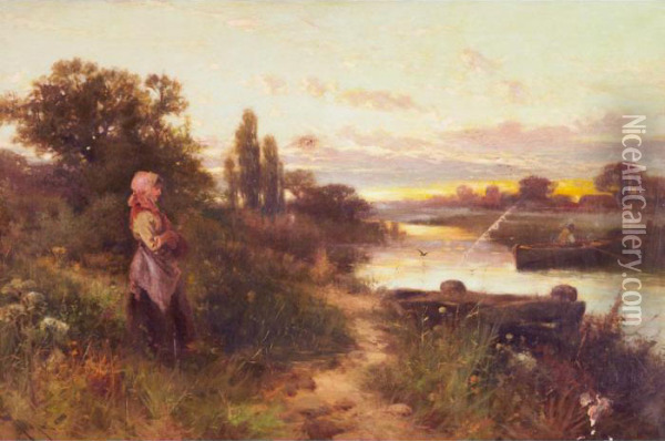 The Ferry Oil Painting - John Horace Hooper