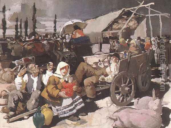 Vasari jelenet, 1936-37 Oil Painting - Vilmos Aba-Novak