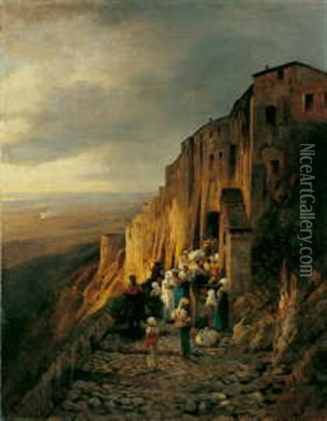 Ansicht Von Rocca Di Papa Oil Painting - Albert Flamm