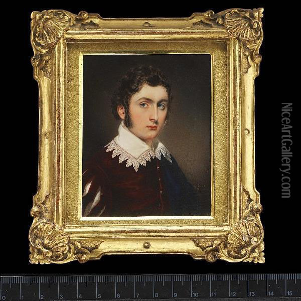 A Young Gentleman Oil Painting - John Cox Dillman Engleheart