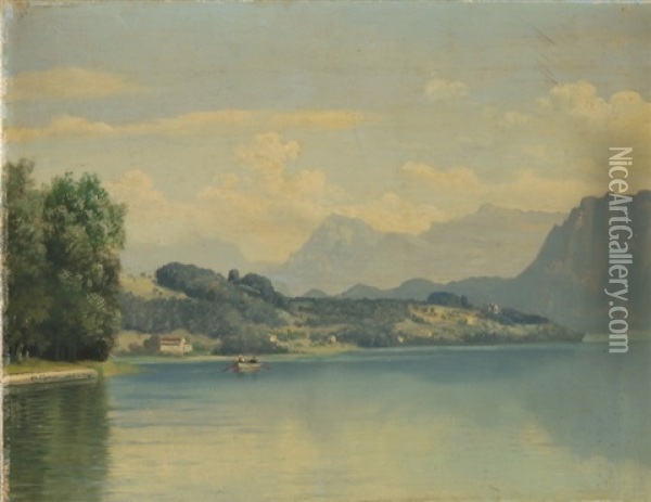 Landschaft Am Vierwaldstattersee Beim Meggenhorn Oil Painting - Ernst Hodel the Elder