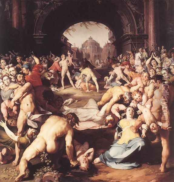 Massacre of the Innocents 1591 Oil Painting - Cornelis Cornelisz Van Haarlem