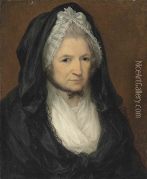 Portrait Of A Lady, Bust-length, Dressed In Black Oil Painting - Angelika Kauffmann