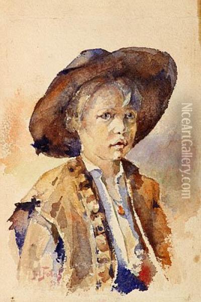 Portret Chlopczyka, 1912 R. Oil Painting - Julian Falat