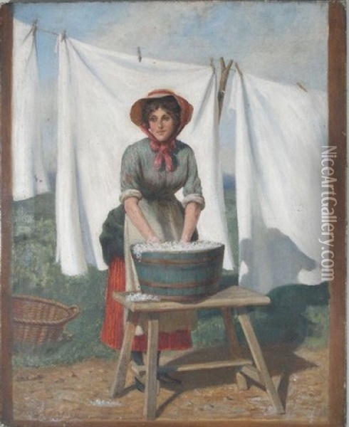The Washerwoman Oil Painting - Francis James Barraud