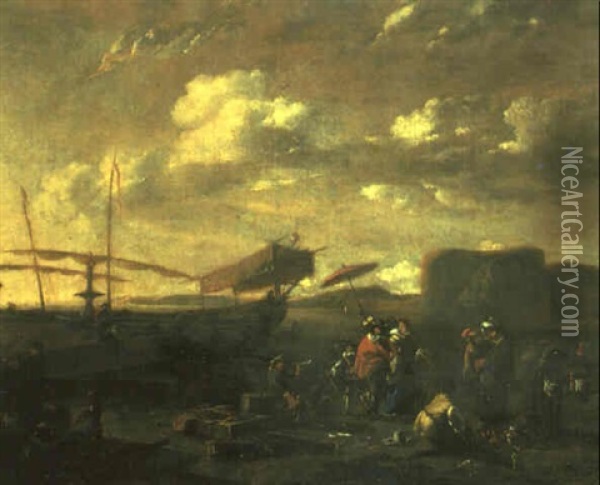 Tratos En El Puerto Oil Painting - Abraham van der Hoef
