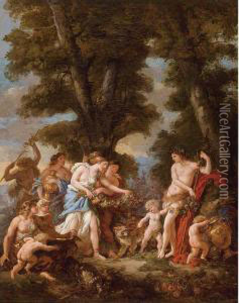 Bacchus And His Retinue Oil Painting - Jacques Philippe Caresme