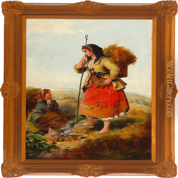 Peasant Girls Taking Abreak Oil Painting - William Perry
