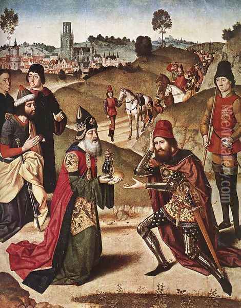 The Meeting of Abraham and Melchizedek 1464-67 Oil Painting - Dieric the Elder Bouts