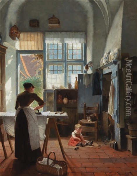 The Family Idyll Oil Painting - Henrik Nordenberg