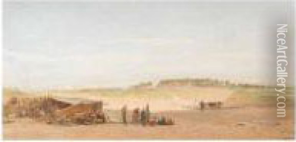 An Encampment In The Desert Near Cairo Oil Painting - Edward Alfred Angelo Goodall
