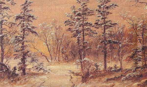Winter Woodland Oil Painting - Jasper Francis Cropsey