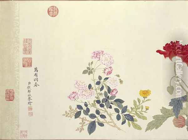 Profusion of Flowers, Qing Dynasty Oil Painting - Qian Weicheng