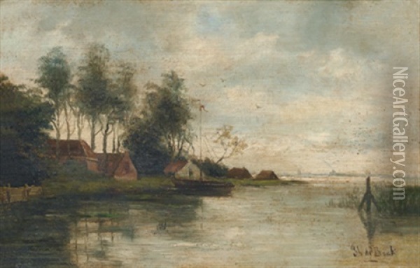 Hollandische Fluslandschaft Oil Painting - Theophile De Bock