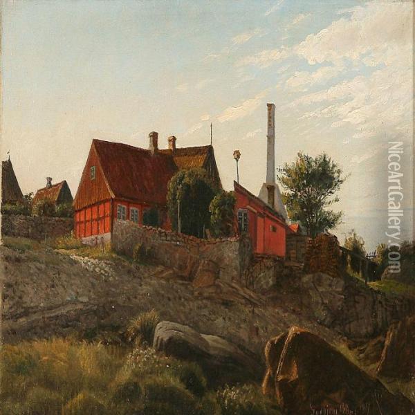 Summer Day At Gudhjem, Denmark Oil Painting - Niels Peter Rasmussen
