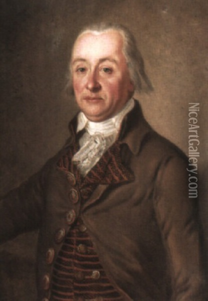 Portrait Of A Gentleman, Half-length In Brown Oil Painting - Martin Stock III