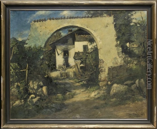 Tiroler Bauernhaus Oil Painting - Ferdinand Leeke