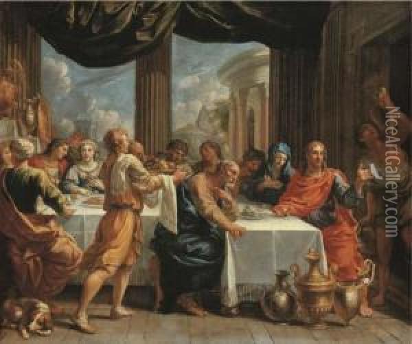 The Marriage At Cana Oil Painting - Charles Poerson