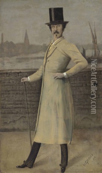 Portrait Of James Mcneill Whistler, Standing, Full-length Oil Painting - Walter Greaves