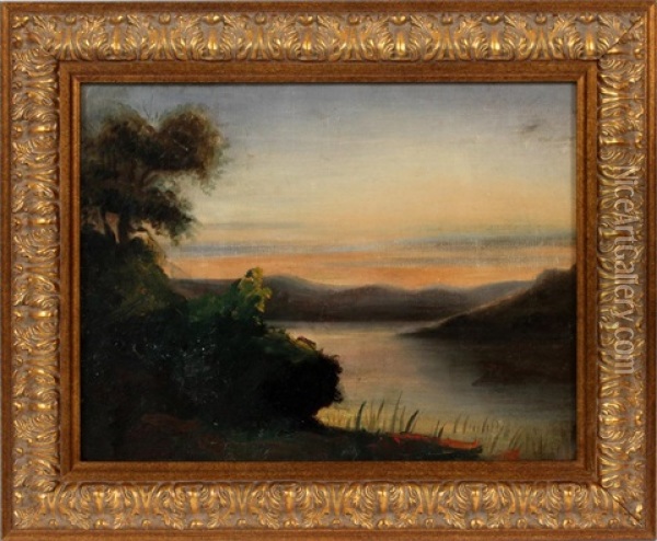 Landscape At Dusk Oil Painting - Jules Tavernier